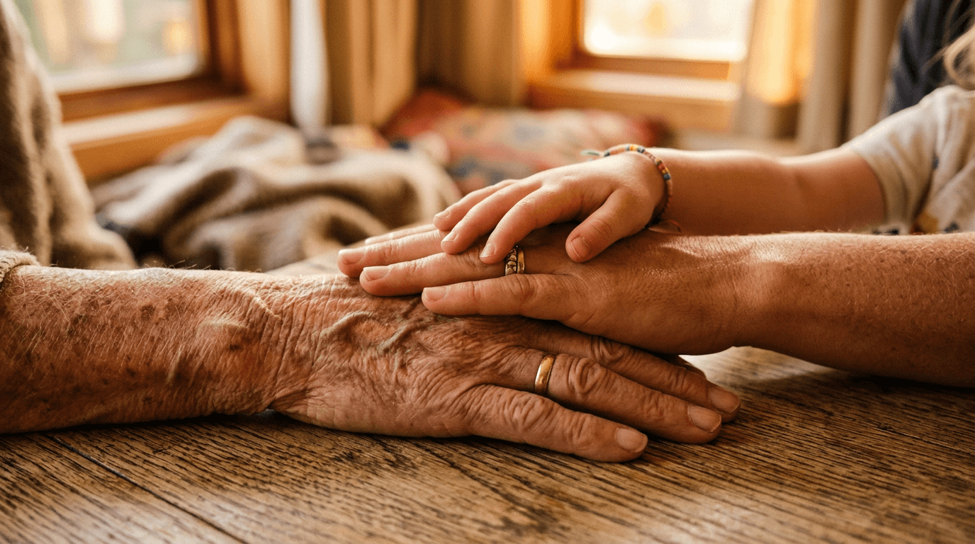 Generations of hands touching